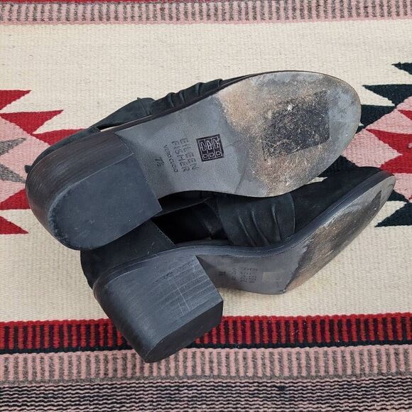 Eileen Fisher Walt Crossover Cut Out Leather Bootie Sz 7.5 Black Back Zip EUC‎ - Picture 5 of 7